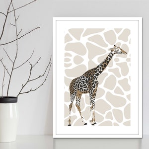 Giraffe wall decor print for nursery or children&#39;s room. Animal wall art sold seperately and in sets. Available in 3 sizes.