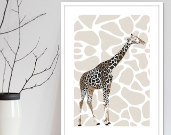 Giraffe wall decor print for nursery or children's room. Animal wall art sold seperately and in sets. Available in 3 sizes.
