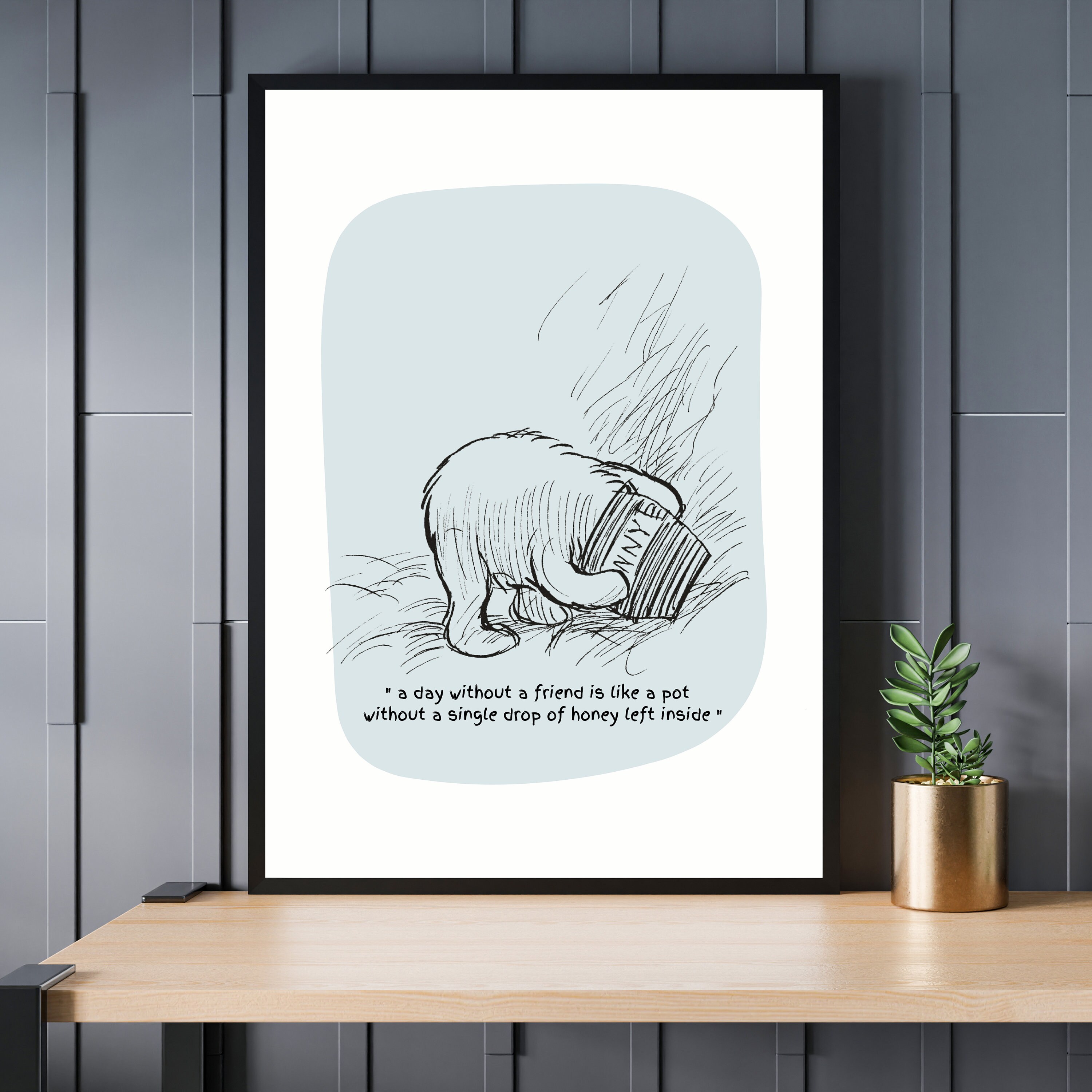 Modern Pooh Graphics Modern Winnie-the-pooh Toddler Room Wall Décor Nursery Prints Set 4 ...