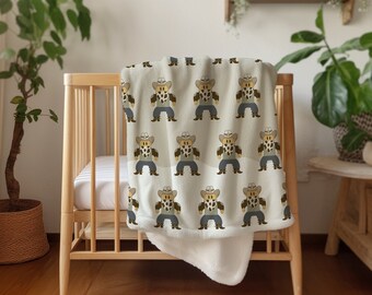 Western Cowboy Babyfilt Gåva, Baby Wild West Minky Throw Barnrumsdekor Babyshower Gåva, Nyfödd Ranch Småbarnsrum Mid West Tryck