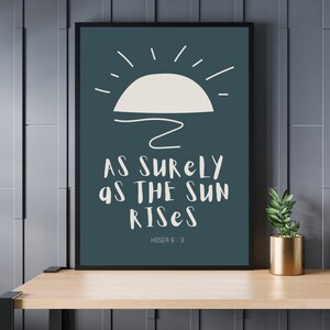 Modern Christian Nursery Wall Décor Instant Download, Surely As The Sun Rises Faith Based Print Jesus Bible Story Gift, Toddlers Room Poster