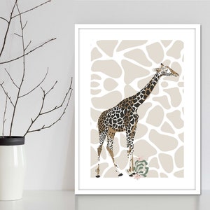 Giraffe wall decor print for nursery or children&#39;s room. Animal wall art sold seperately and in sets. Available in 3 sizes.