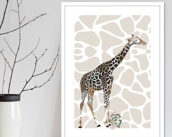 Giraffe wall decor print for nursery or children's room. Animal wall art sold seperately and in sets. Available in 3 sizes.