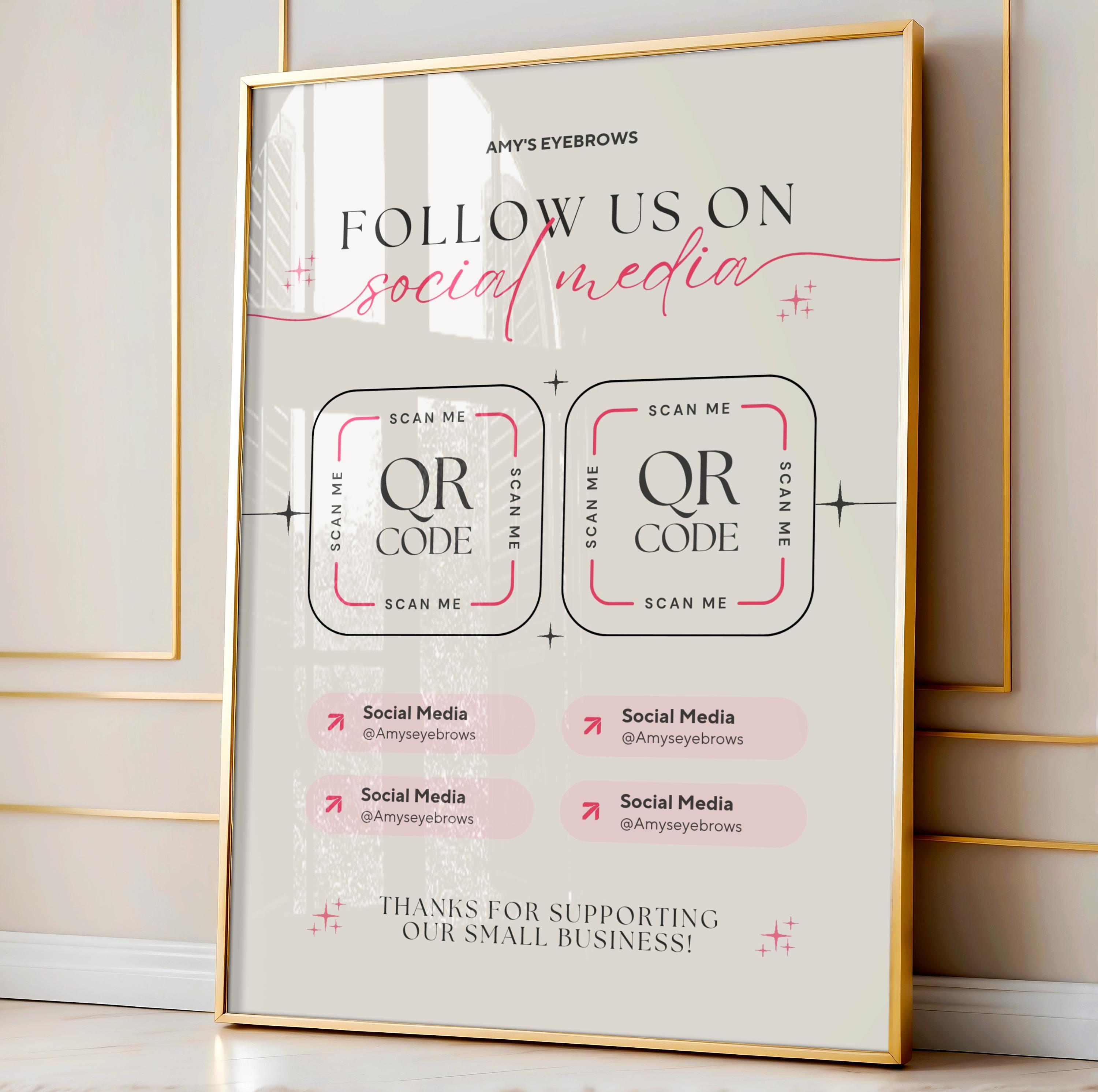 Grauity Signs Custom QR Code Sign, Personalized QR Sign, Shop Decor, Business Social ...