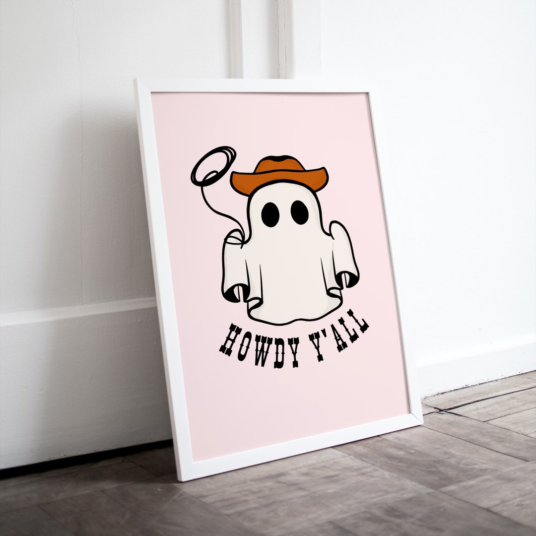 Western Ghoul Cute Halloween Wall Art Print Halloween Home Etsy