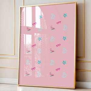 Barbie Wandbild, trendiges Wandbild, rosa Wandbild, Mädchen-Schlafzimmer Dekor, Barbie Poster, Girly Wandkunst, Barwagen Wandkunst