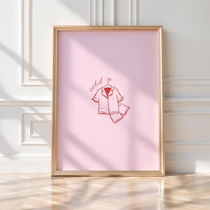 Minimalist Pajama Print: Pink & Red Bedroom Wall Art (Digital Download)