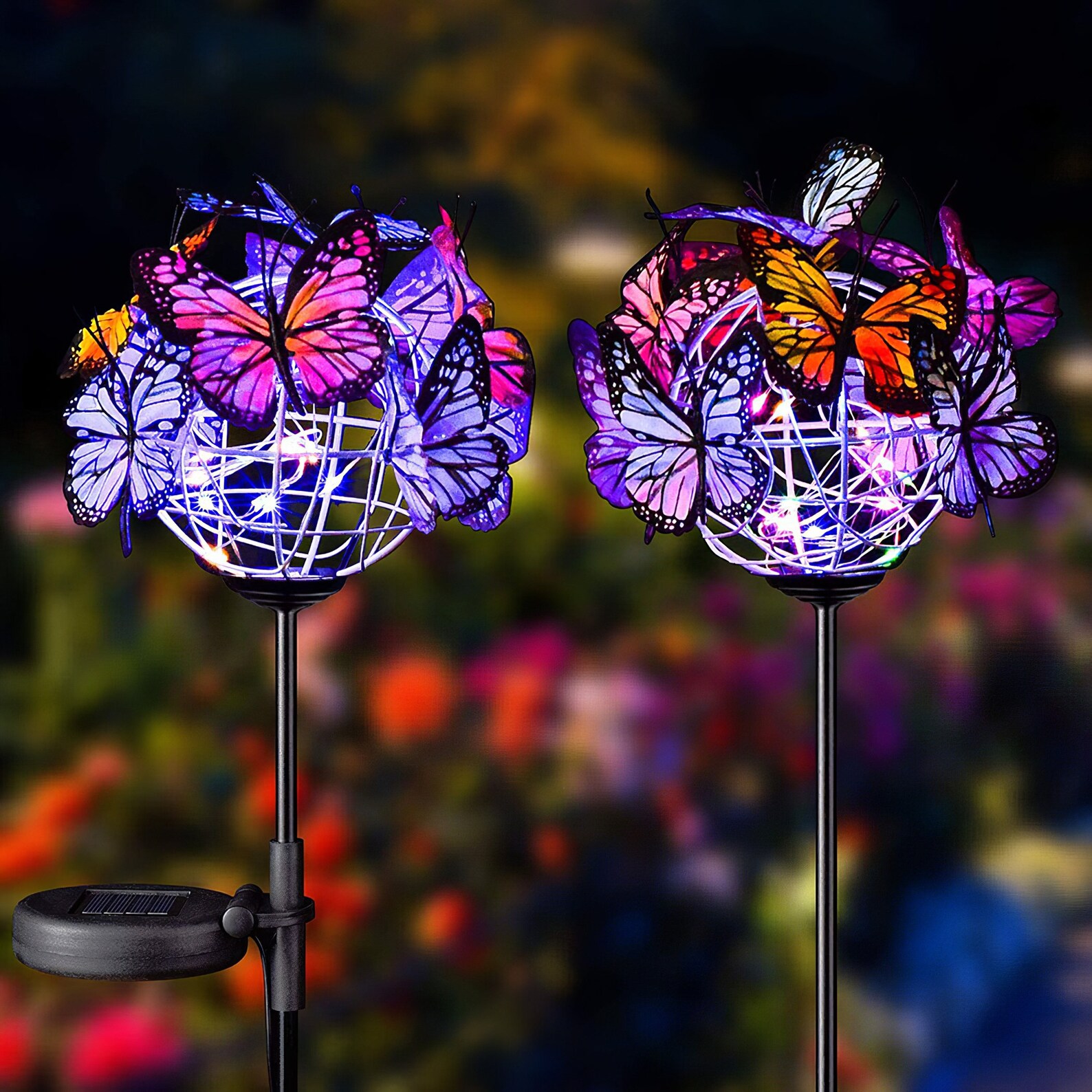 Butterflies Solar Led Lights Garden Stake Outdoor Butterfly Etsy