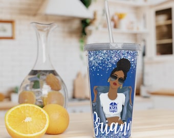 HAMPTON U Plastmugg med sugrör
