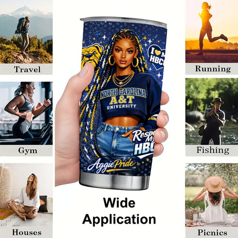 North Carolina A&T Custom 20OZ Tumbler With Sliding Lid image 8