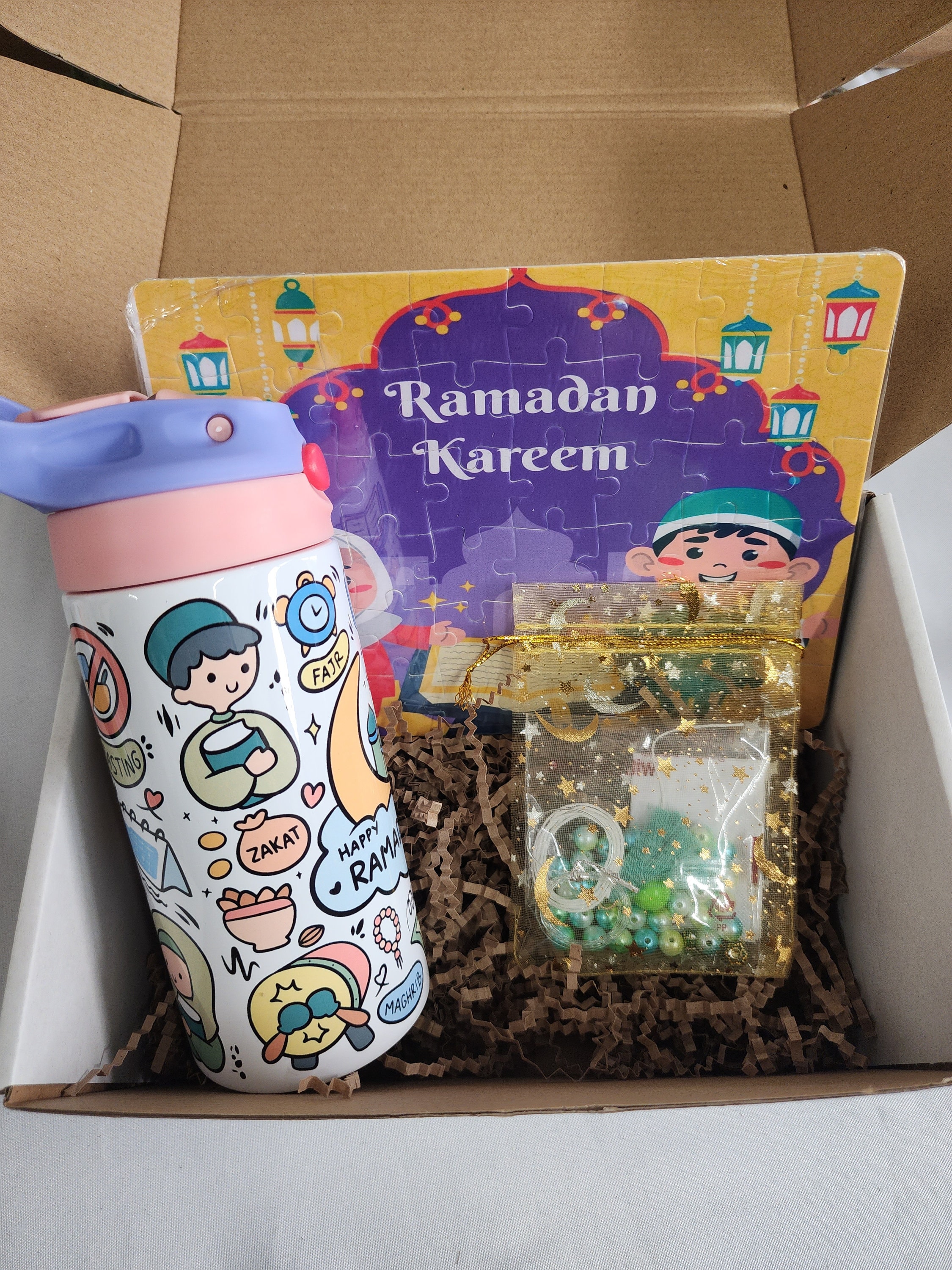 Ramadan Gift Set for Kids, DIY Tasbeeh, Puzzle, Water Bottle - Etsy