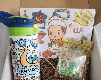 Ramadan Gift Set for Kids, DIY Tasbeeh, Puzzle, Water Bottle