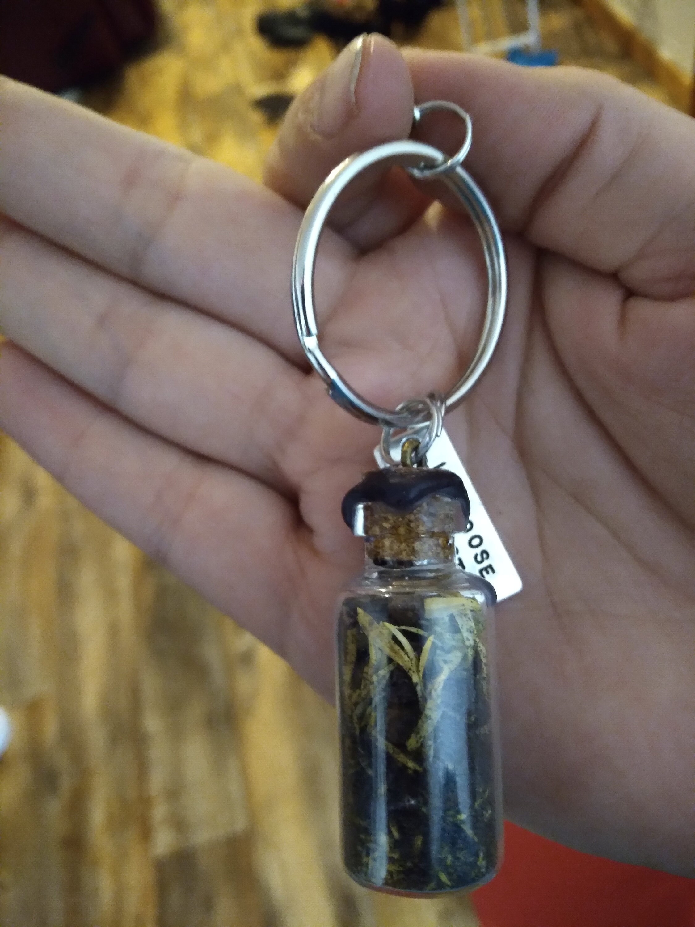 Little glass jar filled keychains Etsy