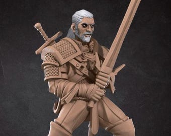 The White Wolf Mini, 3D Print - 7k Resin, DnD, D&D, ttg, RPG, Knight