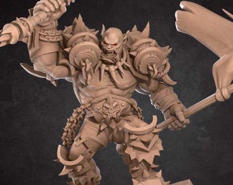 Orc Warrior Mini - 3D Print - 7k Resin, DnD, D&D, ttg, RPG, Dual Axe