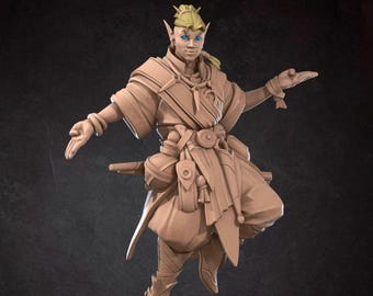 Elf Monk Mini, 3D Print - 7k Resin, DnD, D&D, ttg, RPG, Psychic