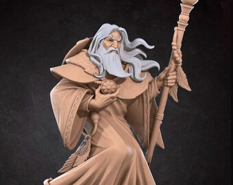 Wizard Mini - 3D Print - 7k Resin, DnD, D&D, ttg, RPG, Male, Robed, Harper
