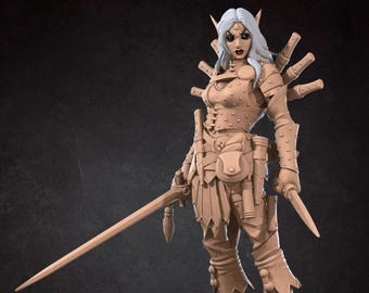Female Elf Rogue Mini, 3D Print - 7k Resin, DnD, D&D, ttg, RPG, Sneak