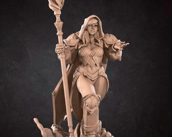 Female Mage Mini - 3D Print - 7k Resin, DnD, D&D, ttg, RPG, Sorceress, Admiral