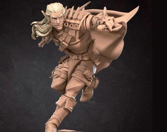 Male Elf Rogue Mini - 3D Print - 7k Resin, DnD, D&D, ttg, RPG, Fighter