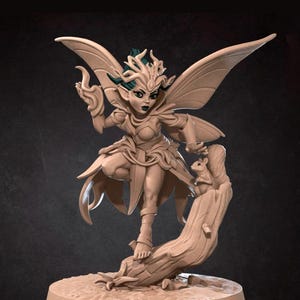 Pixie Sorceress Mini - 3D Print - 7k Resin - D&D, DND, TTG, RPG, Magic Pixie, Fairy, Sprite