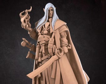 Half Elf Magus Mini, 3D Print - 7k Resin, DnD, D&D, ttg, RPG, Mage, Magic User