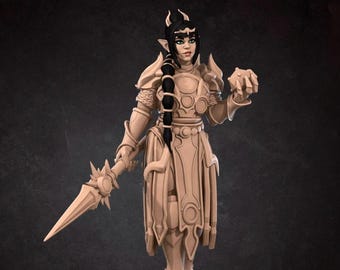 Half Elf Cleric Mini - 3D Print - 7k Resin, DnD, D&D, ttg, RPG,