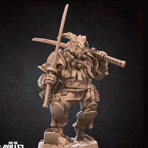 Dragonborn Monk Mini - 3D Print - 7k Resin - D&D, DND, TTG, RPG, Bo Staff, Nunchaka, Katana