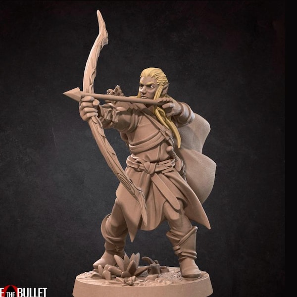 Elf Ranger Mini - 3D Print - 7k Resin, DnD, D&D, TTG, RPG, Archer, Legolas, LOTR