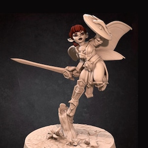 Pixie Fighter Mini - 3D Print - 7k Resin - D&D, DND, TTG, RPG, Spunky, Fairy