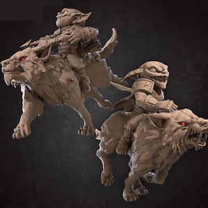 Goblin Wolf Riders - 3D Print - 6k Resin - DND, D&D, TTG, RPG, Pathfinder, Archer, Ranger, Fighter