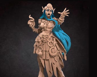 Triton Sorceress Mini - 3D Print - 7k Resin, DnD, D&D, ttg, RPG