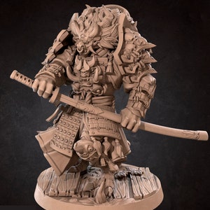 Dragon Samurai Mini - 3D Print - 6k Resin - D&D, DnD, TTG, RPG, Pathfinder, Fighter, Katana, Paladin