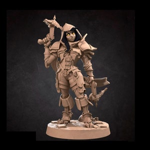 Female Demon Hunter Mini - 3D Print - 6k Resin - D&D, DND, Rogue, TTG, RPG, Fighter, Crossbow
