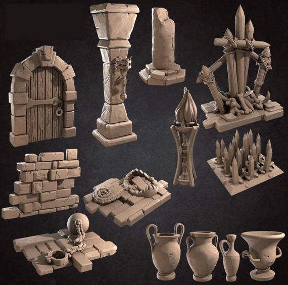 Dungeon Accessories - Scatter Terrain - 3D Print - 7k Resin - D&D, DND, Dungeons and Dragons, Pathfinder, Minis