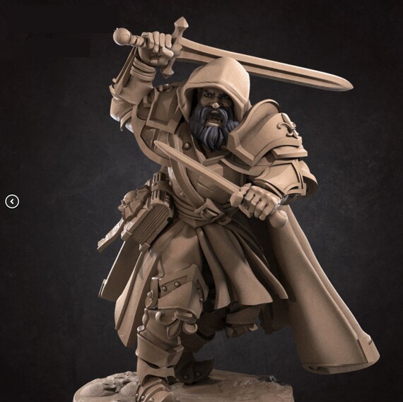 Male Fighter Mini 3D Print 4k Resin DND D&amp;D TTG RPG | Etsy