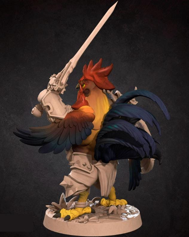 Roosterfolk Warrior Mini - 3D Print - 7k Resin, Dnd, D&D, Ttg, RPG ...
