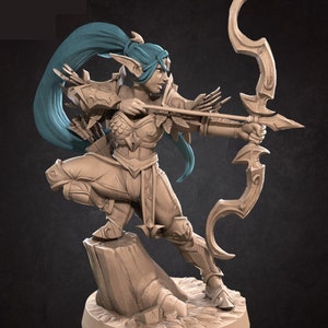 Female Elf Ranger Mini - 3D Print - 6k Resin - D&D, DnD, TTG, RPG, Pathfinder, Rogue, Archer, Hunter