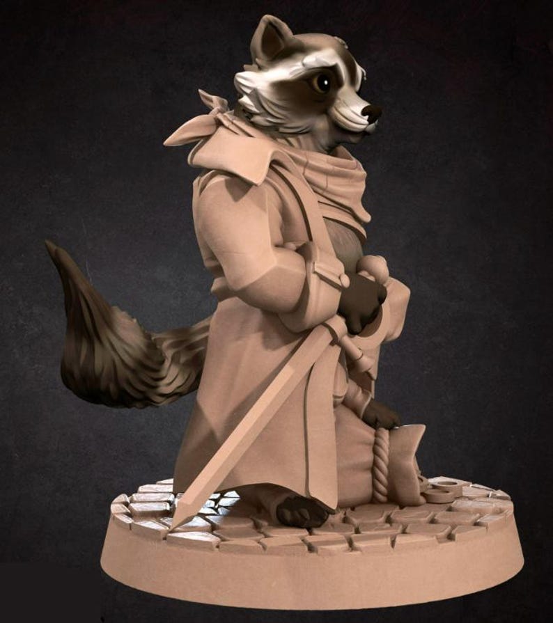 Raccoonfolk Rogue Mini - 3D Print - 7k Resin, Dnd, D&D, Ttg, RPG ...