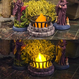 D&D LED Flickering Brazier- 4 variations - Swappable Tops and Bottoms  - 3D Print - DND, Scatter Terrain, Fire, Mini