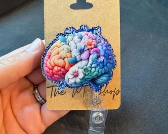 Carrete de credencial médica Floral Brain