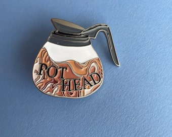 Pot Head Coffee Enamel Pin | Silver Punny Pin