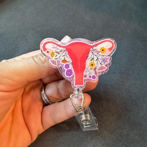 Floral Uterus badge reel