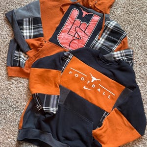 Texas Longorns patchwork sweatshirt size large / upcycled sweater / reworked hoodie
