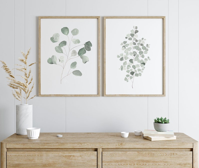 Eucalyptus Wall Art, Eucalyptus Art Print, Minimalist, Green, Home Decor, Plant Wall Art, Wall Decor, Minimalist Wall Art, Bedroom Wall Art image 3