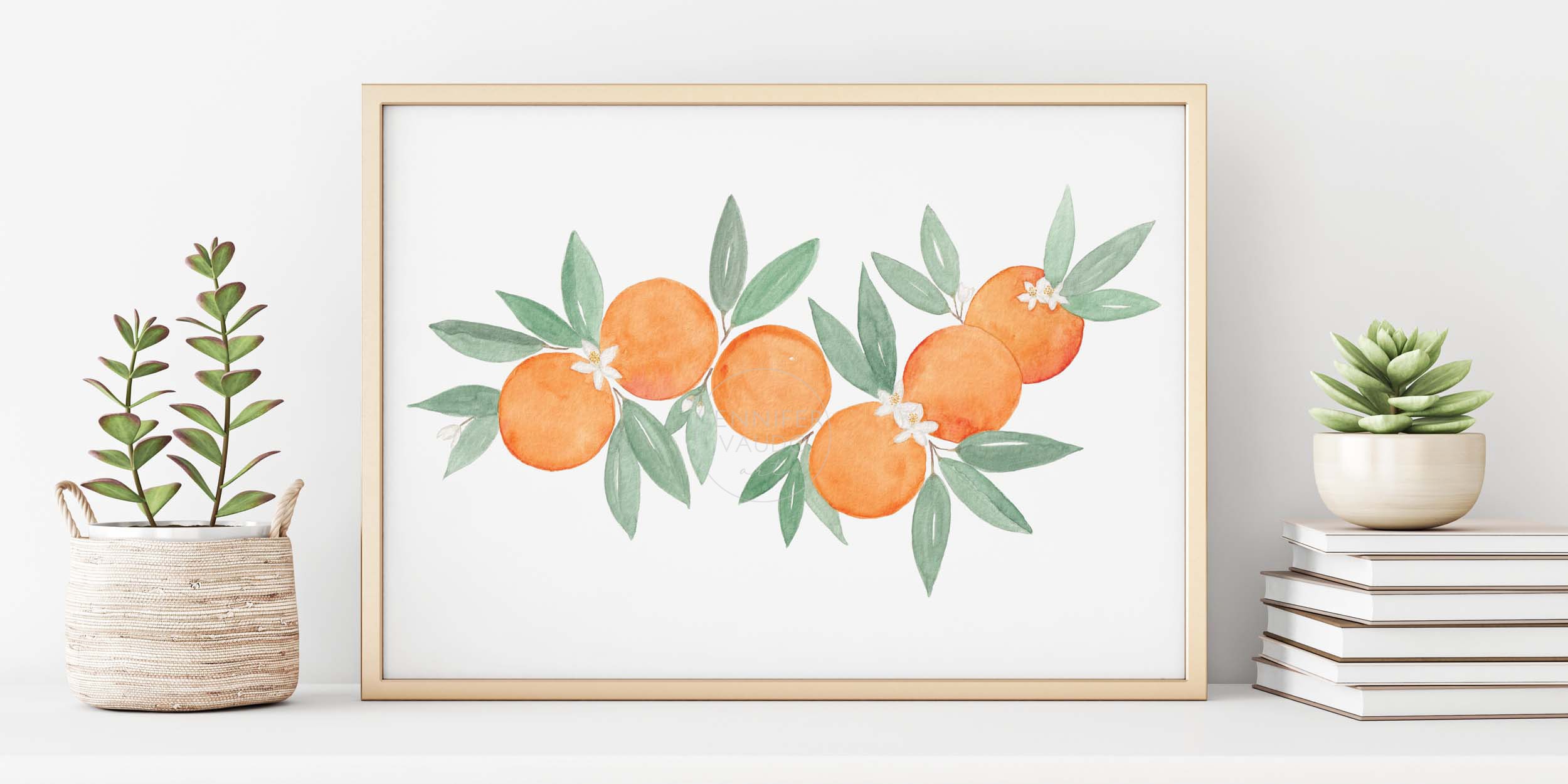 Oranges Wall Art Watercolor Oranges Citrus Wall Decor Fruit Etsy