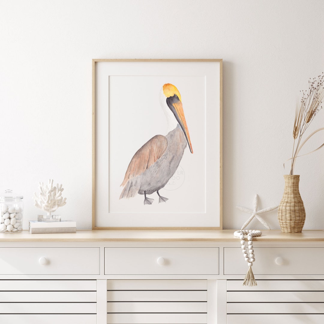Pelican Wall Decor Pelican Wall Art Bird Art Print Coastal - Etsy.de