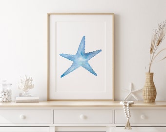 Starfish Wall Art, Starfish Decor, Beach House Wall Art, Nautical Home Art Print, Bathroom Wall Art, Coastal Nursery Decor, Nautical Nursery