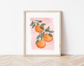 Oranges Artwork | Hand-painted Watercolor Print | Tropical Kitchen Decor | Citrus Wall Art