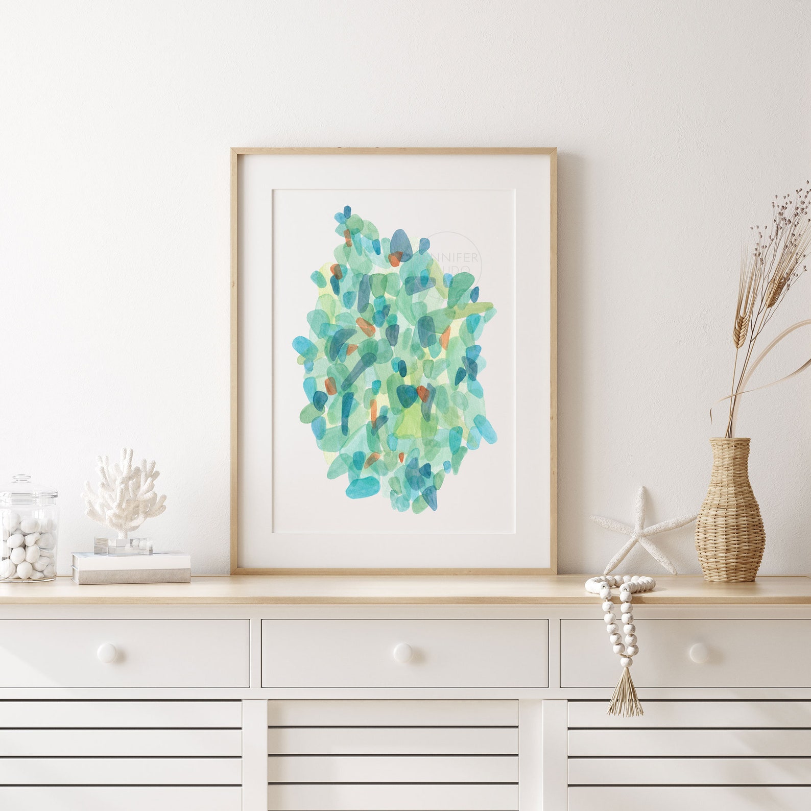 Sea Glass Wall Decor Sea Glass Wall Art Abstract Watercolor Etsy